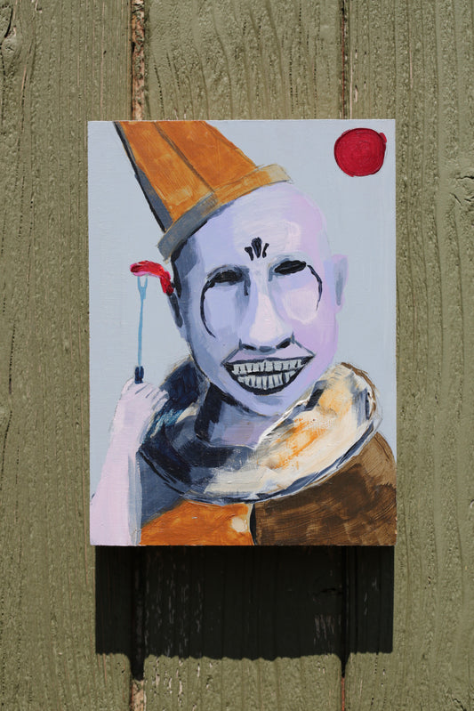 "Clown with Meat" 1/1 Original painting from the Clown*innen Project